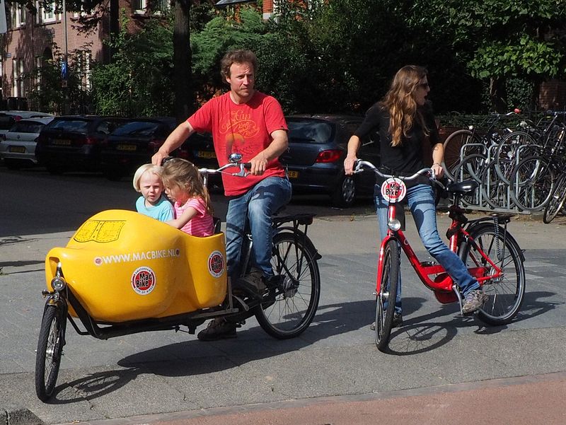 A bicycle with a compartment for the kids