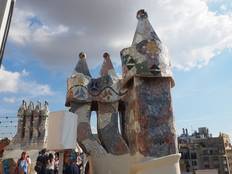 Chimneys coverd with broken pottery