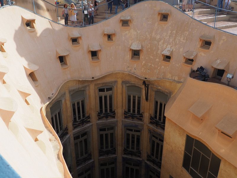 Looking down into the courtyard