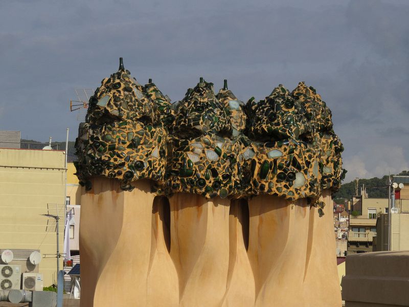 These chimneys have broken glass and pottery