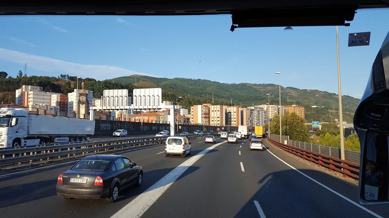 The bus drives from Bilbao to Castro Urudiales