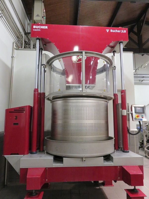 A wine press inside the production buildings