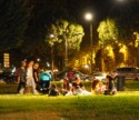 One of many families enjoying the park next to the quay