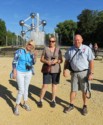 Eloise, June, and Pete near the Atomium