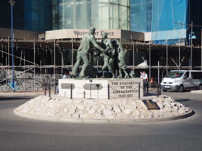 Statue about the evacuation of Gibraltar during WW2