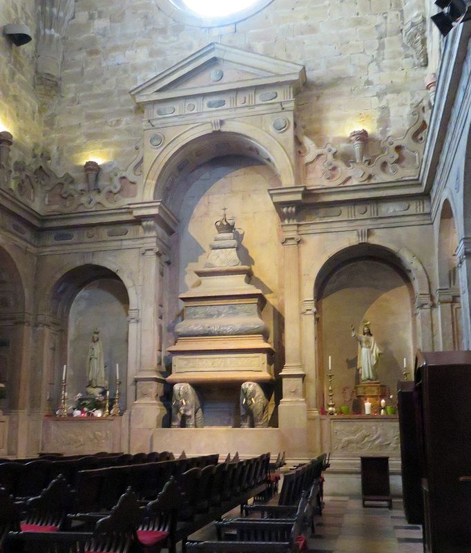 A royal tomb held up by elephants