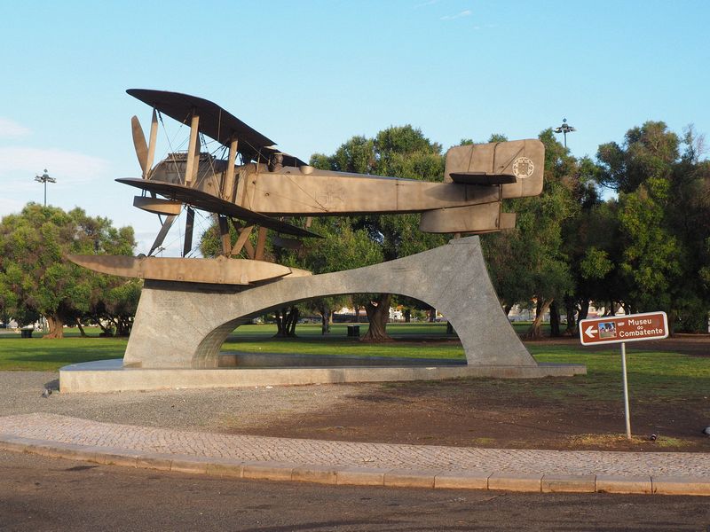 Biplane turned into a sculpture