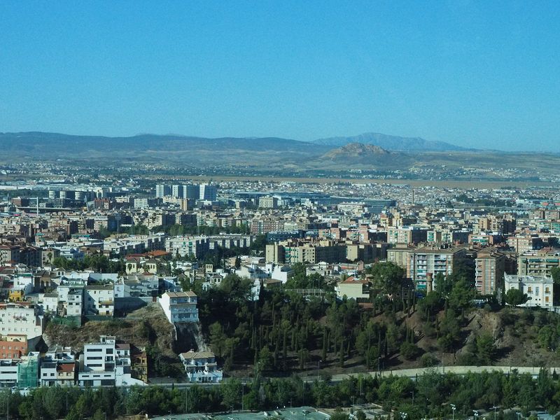 Granada below us as we climb into the hills