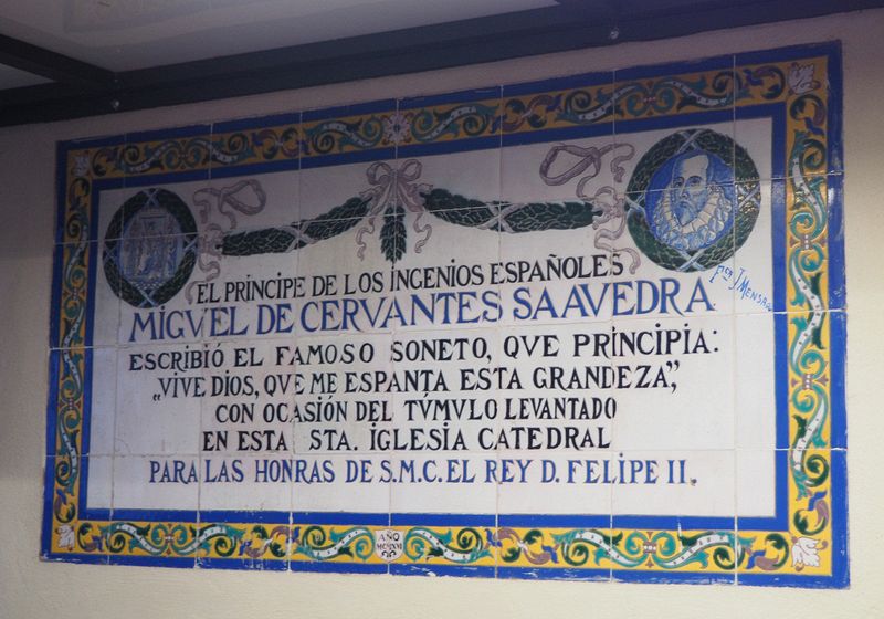 Tile sign about a song written to honor King Felipe II