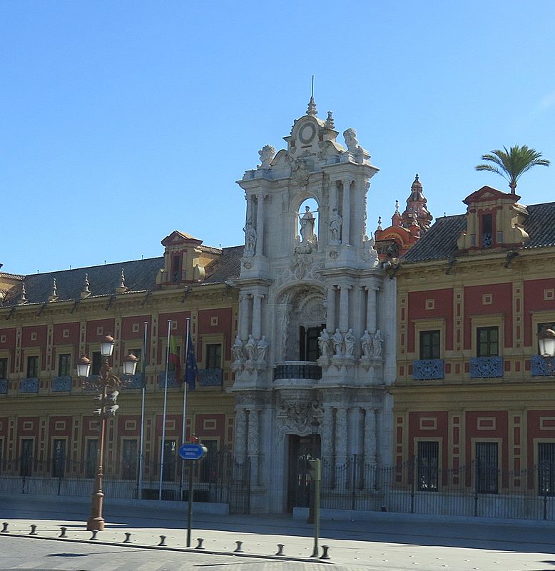 We see our first buildings from the Ibero American Exposition of 1929