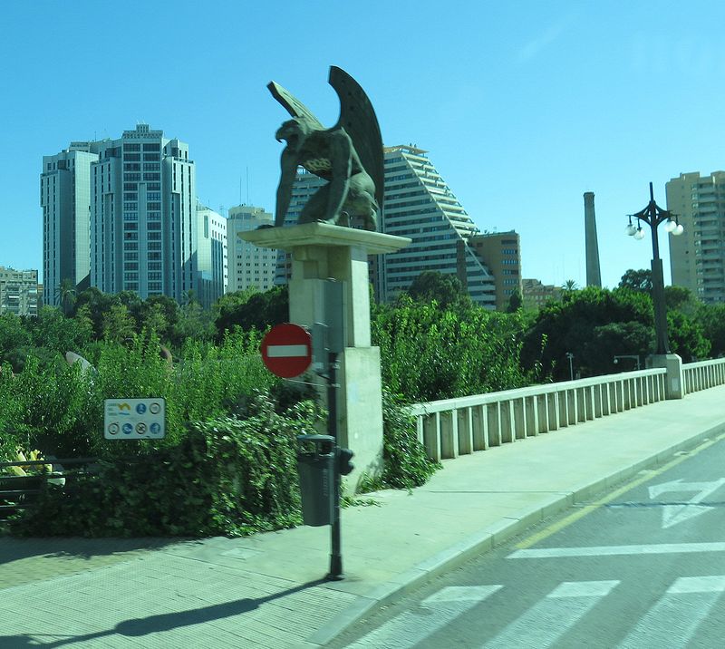 Demon statue on a bridge