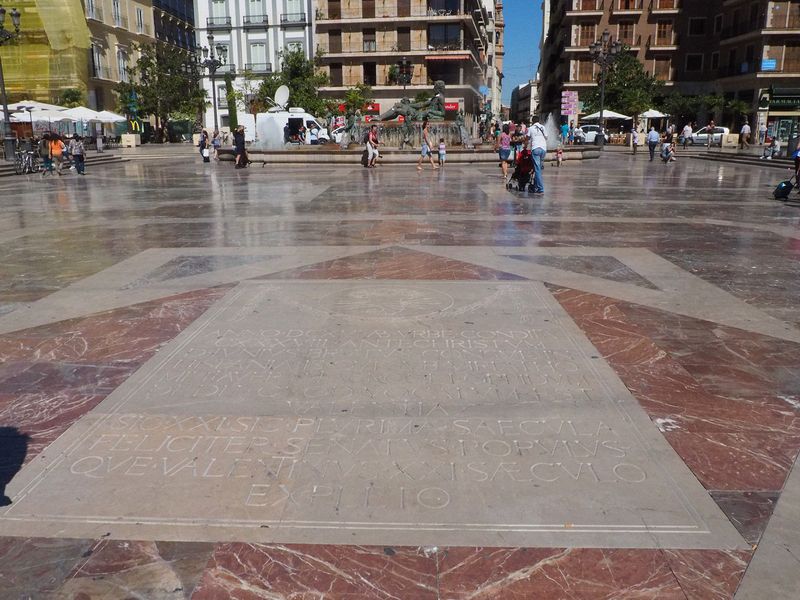 Marble plaza and fountain