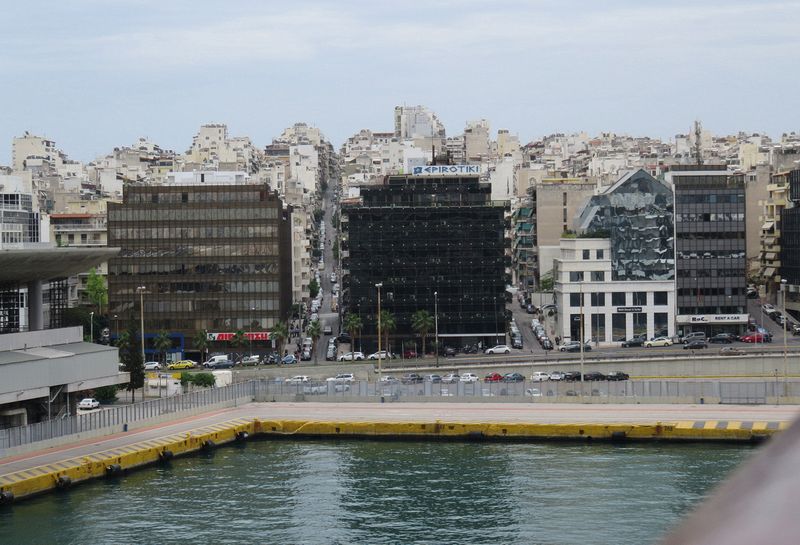 Buildings in the city of Pireaus next to the port