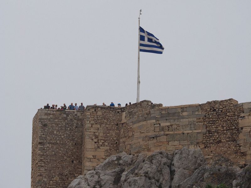 Greek flag on the Acropolis