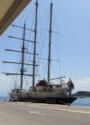 The Running on Waves sail boat back at the pier