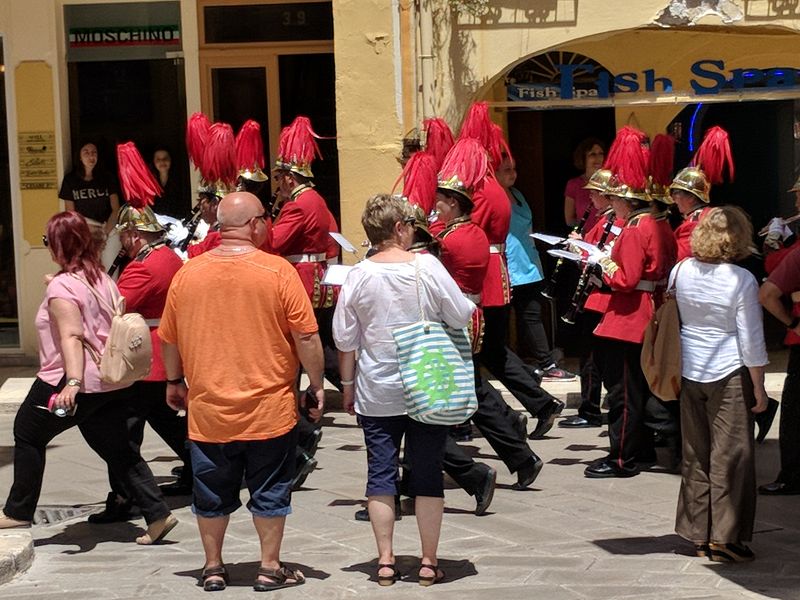 Marching band on city streets