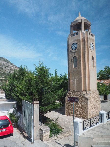 A clock tower in the town of Archanes