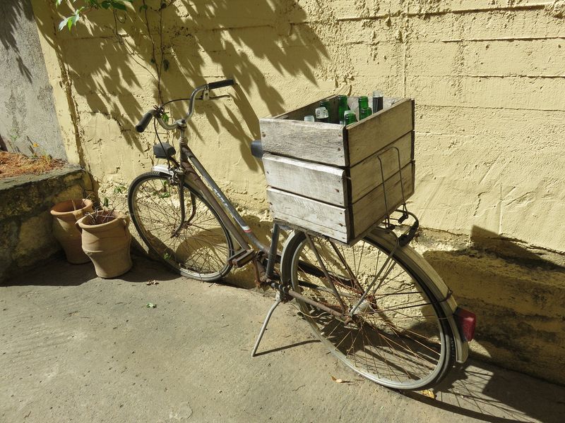 Old bicycle for delivering wine