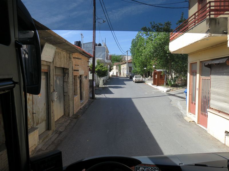 Our bus drives through a typical Greek village