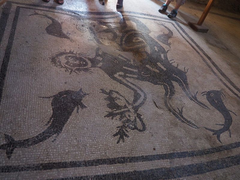 A buckled mosaic in the baths