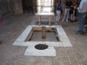 An indoor fountain made of marble