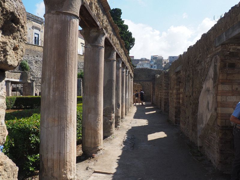 Columns around a courtyard of a very large house