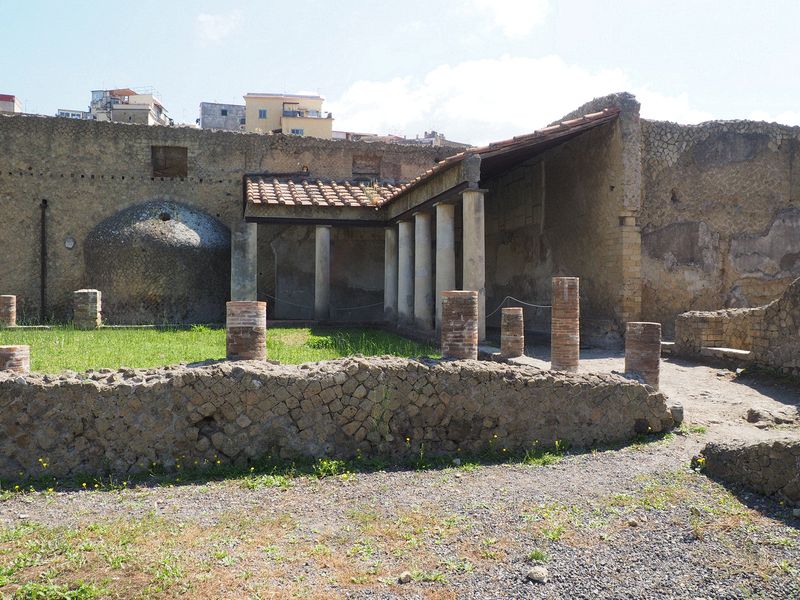 Courtyard which had brick columns