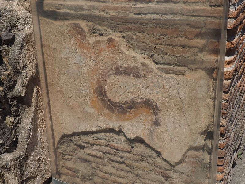 Remnant of a snake frescoe advertising a doctor