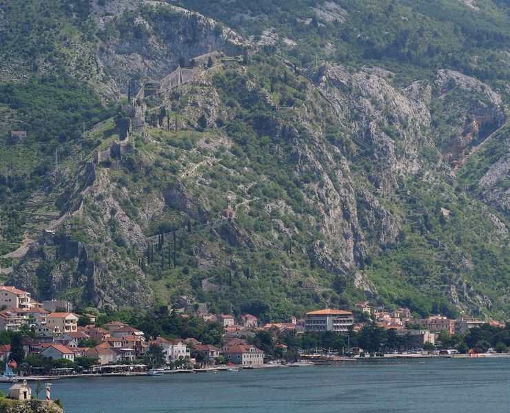 As we leave Kotor, we can see the entire city walls at one time