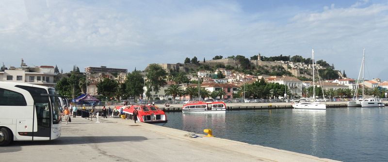 The ship's tenders bring us to the tour buses