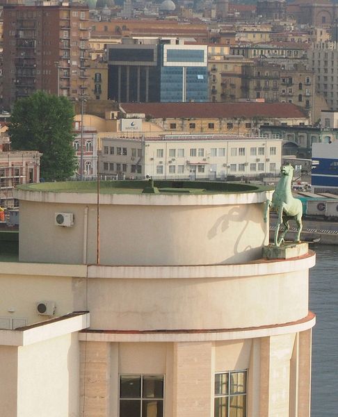 The cruise terminal has a horse statue