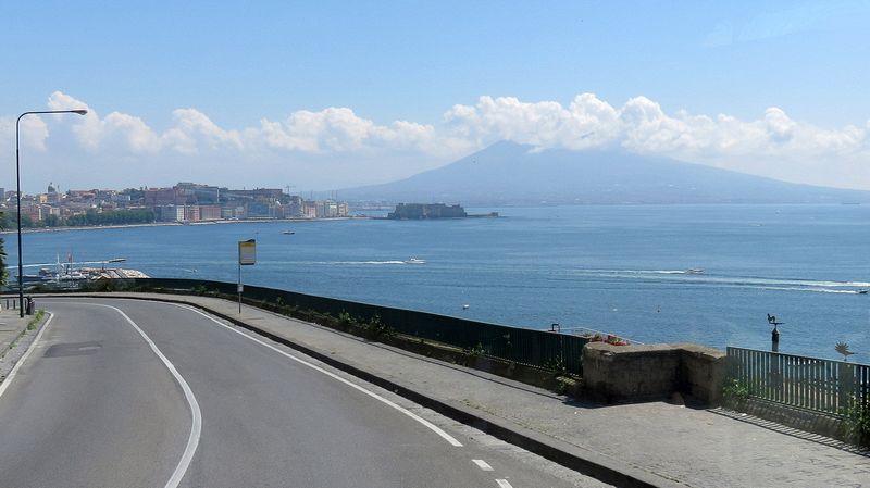 The Egg Castle in the Bay of Naples with Vesuvius in the distance