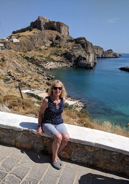 Eloise with the Acropolis behind her