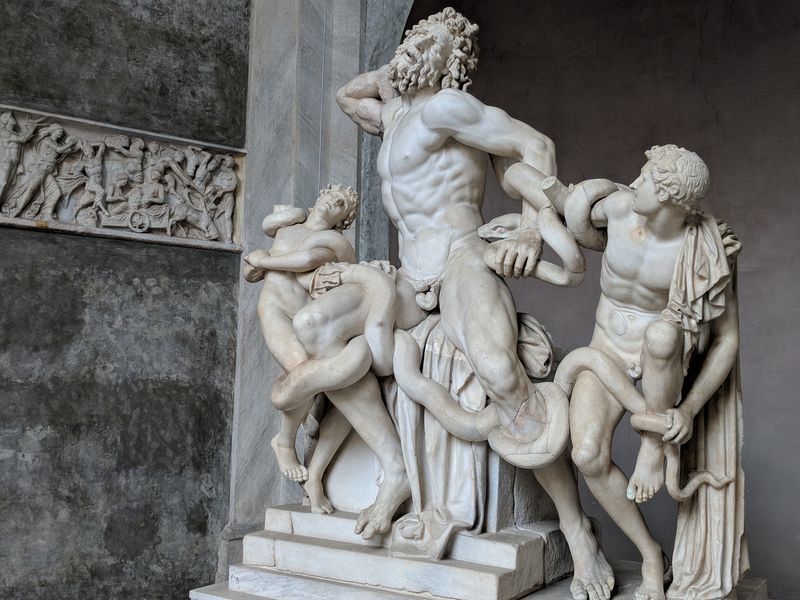 Laocoon and sons being killed by snakes