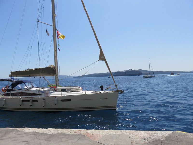 A sailboat at the harbor