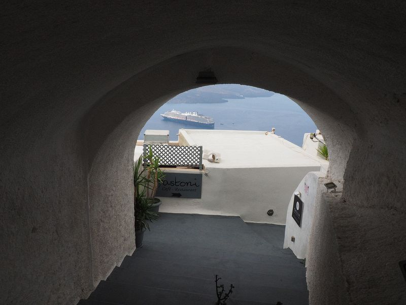 Archway with our ship in the distance