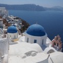 Blue domes and bell tower