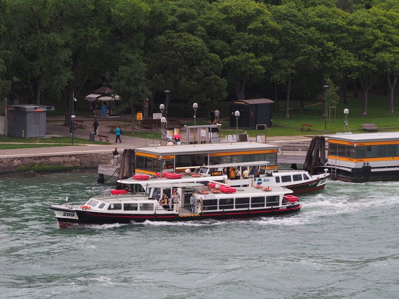 A vaporetto (water bus) stop