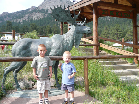 159 andrew and nicholas with moose statue