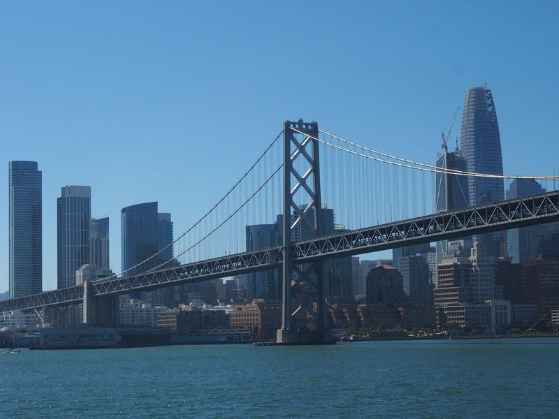 The Bay Bridge and downtown San Francisco