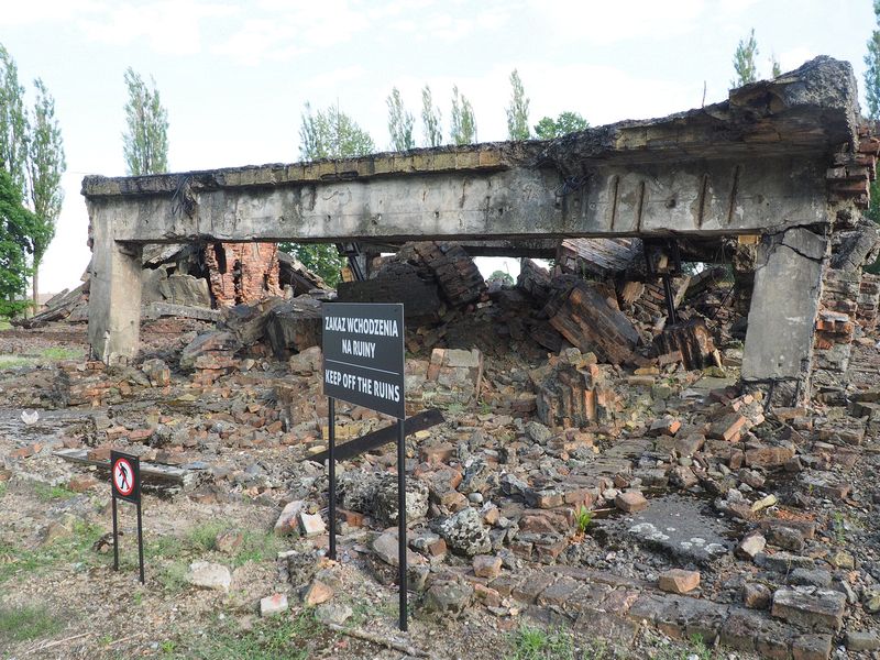 The Germans blew up the gas chambers and crematoriums at Birkenau at the end of the war