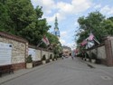 Flags line the way to the monastery