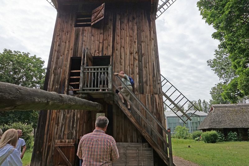 Pete climbs into the windmill