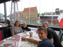 Jen, Nicholas, Andrew, and Dave at a restaurant across the river from our hotel