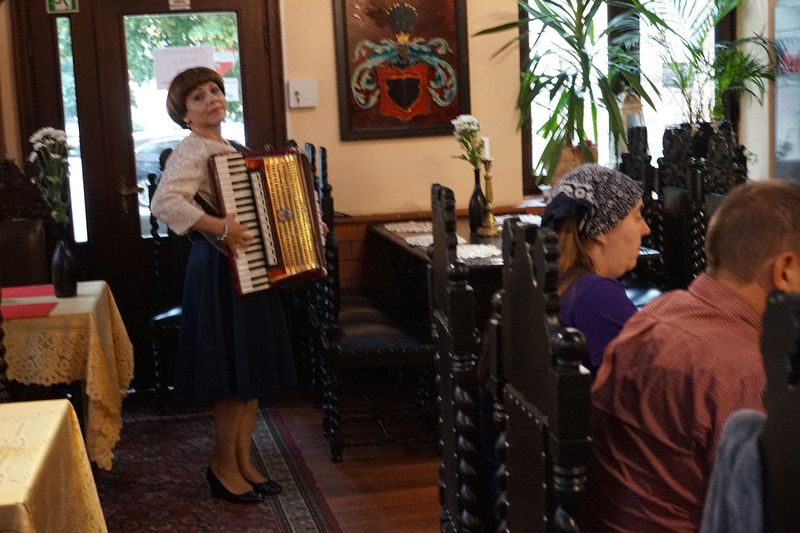 Serenaded by an accordion player