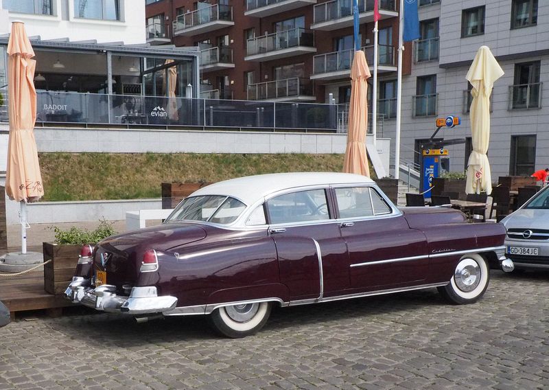 We are surprised to see an old Cadillac from the 1950's