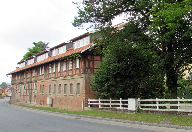 Half-timbered brick building