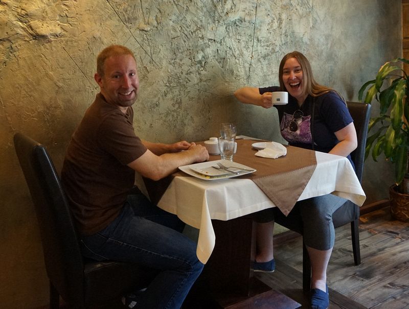 Josh and Amanda at breakfast