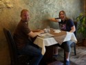 Josh and Amanda at breakfast