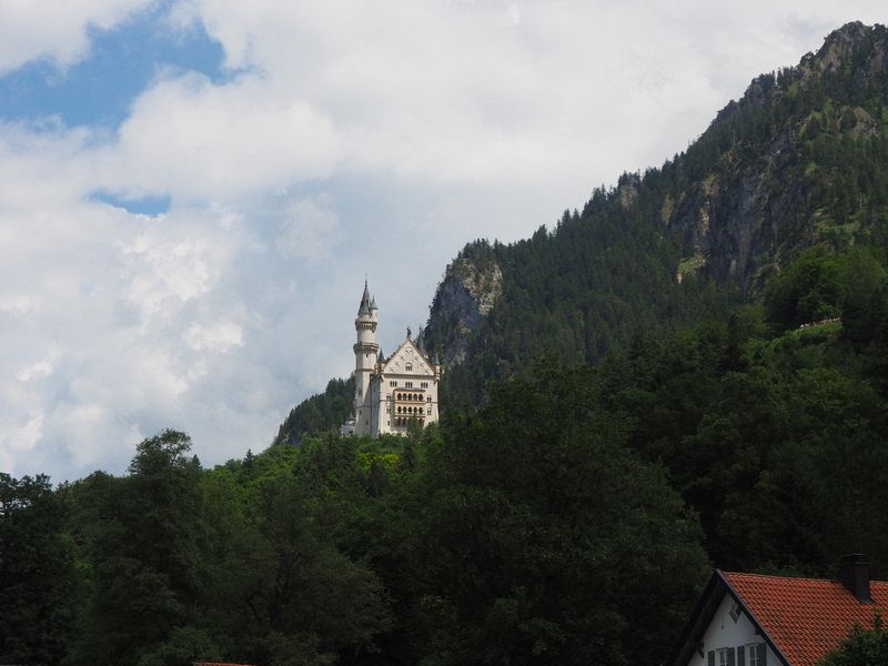 The Neuschwanstein Castle is up a hill